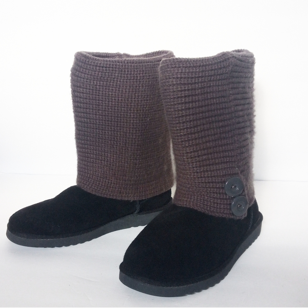 Universal Thread Suede Leather Boot with Knit Sweater Cuff